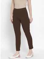 Softline Women's Knitted Pants in Cotton Elastane Fabric with Mid Rise Fit, Soft Elastic Waistband, and Quick Dry Properties