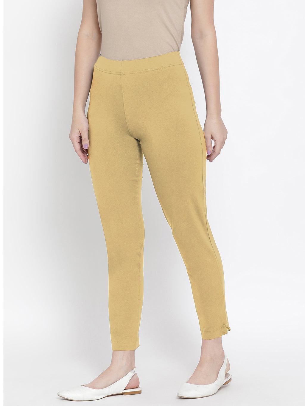 Softline Women's Knitted Pants in Cotton Elastane Fabric with Mid Rise Fit, Soft Elastic Waistband, and Quick Dry Properties
