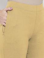 Softline Women's Knitted Pants in Cotton Elastane Fabric with Mid Rise Fit, Soft Elastic Waistband, and Quick Dry Properties