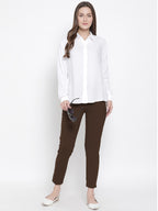 Softline Women's Knitted Pants in Cotton Elastane Fabric with Mid Rise Fit, Soft Elastic Waistband, and Quick Dry Properties