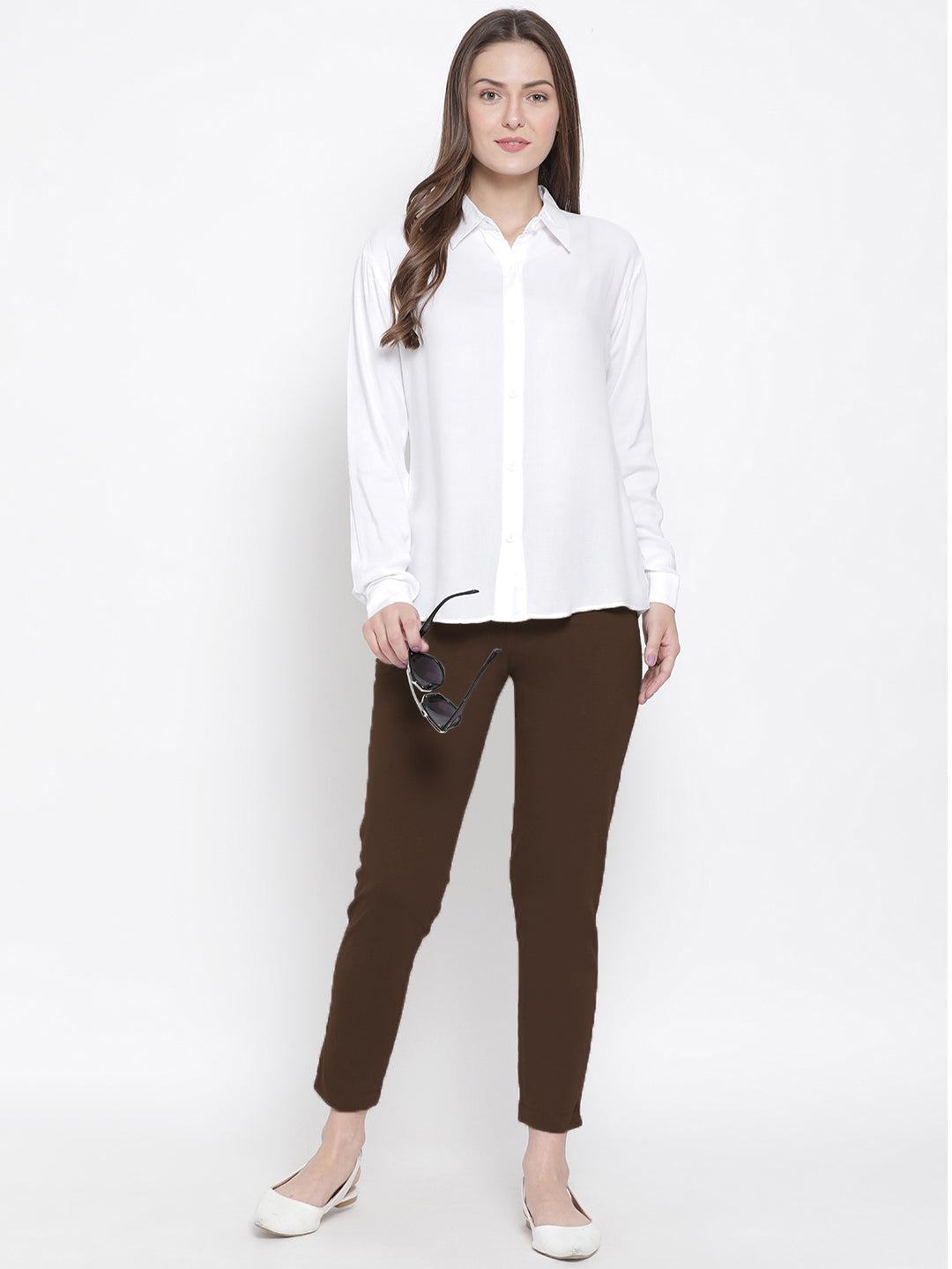 Softline Women's Knitted Pants in Cotton Elastane Fabric with Mid Rise Fit, Soft Elastic Waistband, and Quick Dry Properties