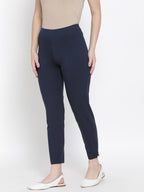 Softline Women's Knitted Pants in Cotton Elastane Fabric with Mid Rise Fit, Soft Elastic Waistband, and Quick Dry Properties