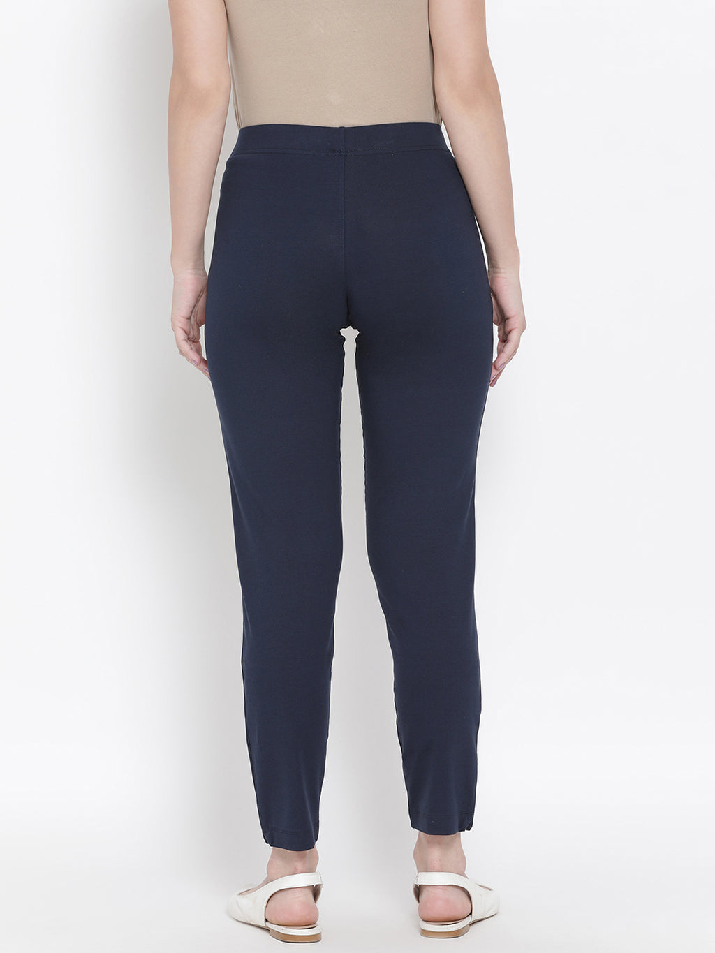 Softline Women's Knitted Pants in Cotton Elastane Fabric with Mid Rise Fit, Soft Elastic Waistband, and Quick Dry Properties