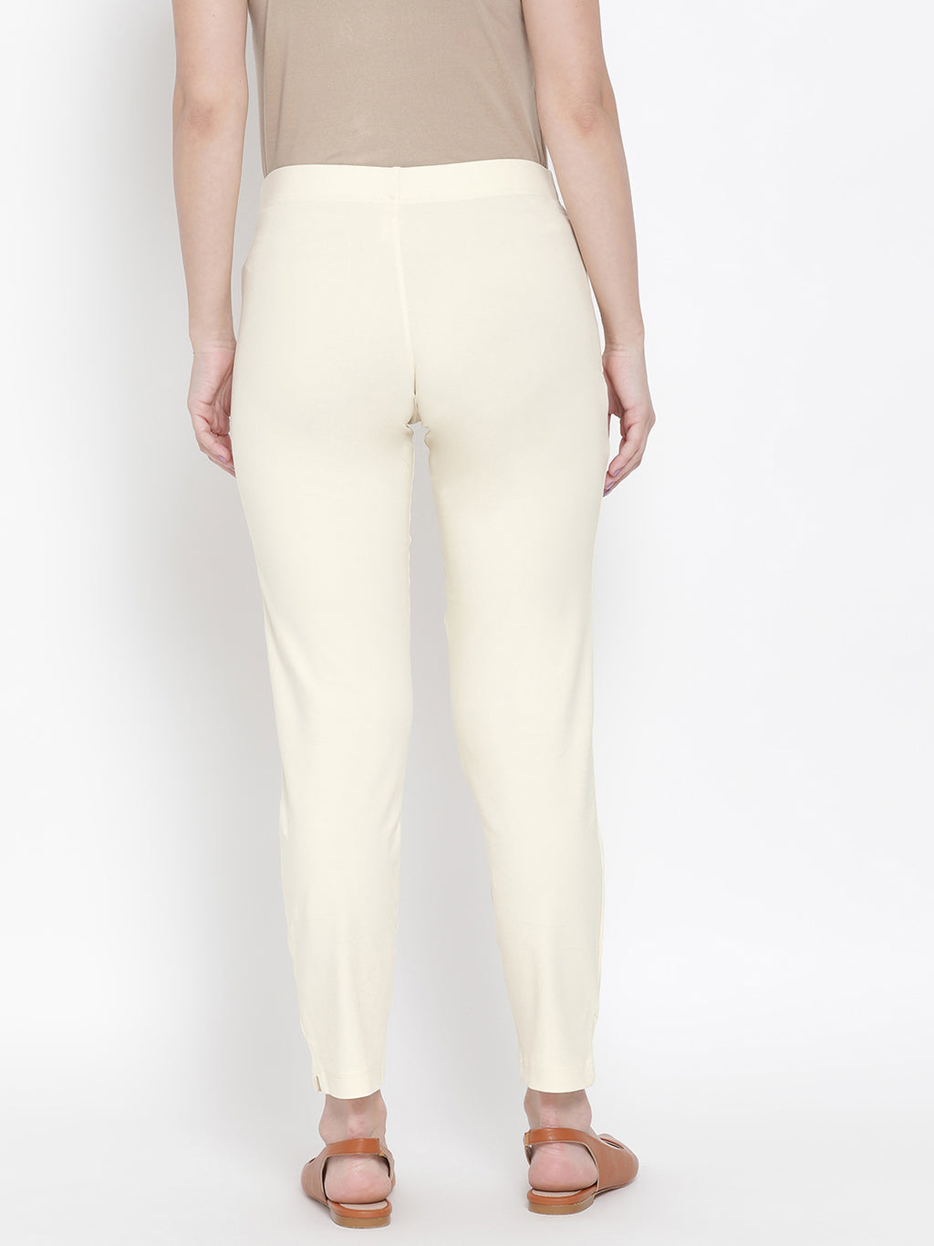 Softline Women's Knitted Pants in Cotton Elastane Fabric with Mid Rise Fit, Soft Elastic Waistband, and Quick Dry Properties