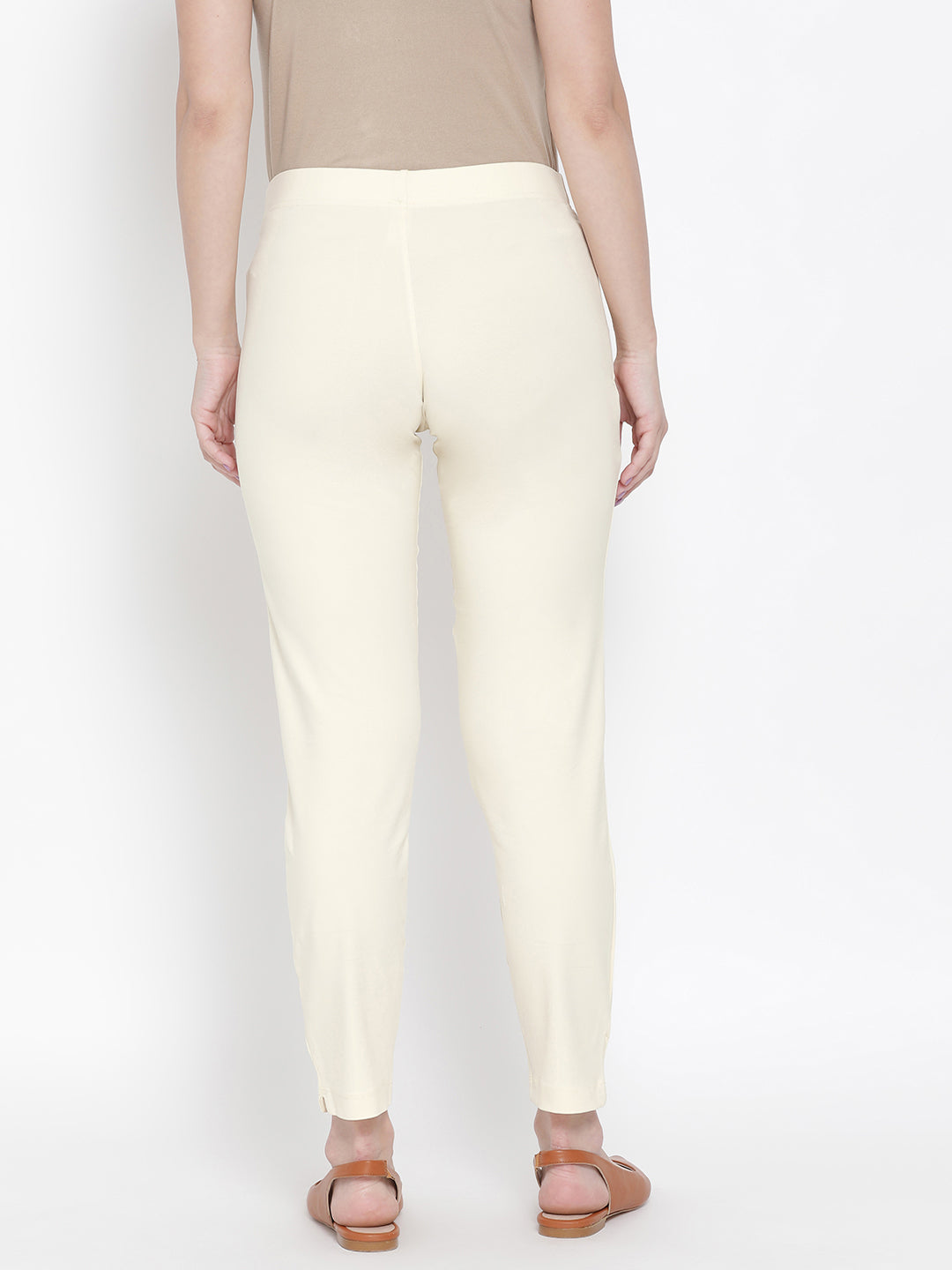 Softline Women's Knitted Pants in Cotton Elastane Fabric with Mid Rise Fit, Soft Elastic Waistband, and Quick Dry Properties