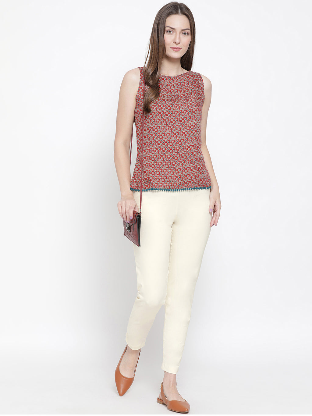 Softline Women's Knitted Pants in Cotton Elastane Fabric with Mid Rise Fit, Soft Elastic Waistband, and Quick Dry Properties