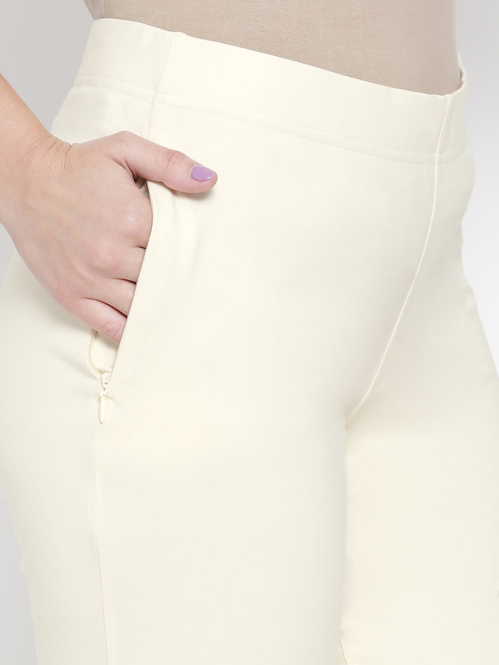 Softline Women's Knitted Pants in Cotton Elastane Fabric with Mid Rise Fit, Soft Elastic Waistband, and Quick Dry Properties
