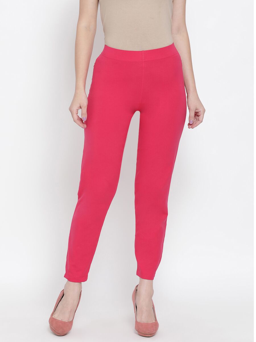 Softline Women's Knitted Pants in Cotton Elastane Fabric with Mid Rise Fit, Soft Elastic Waistband, and Quick Dry Properties