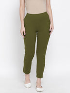 Softline Women's Knitted Pants in Cotton Elastane Fabric with Mid Rise Fit, Soft Elastic Waistband, and Quick Dry Properties
