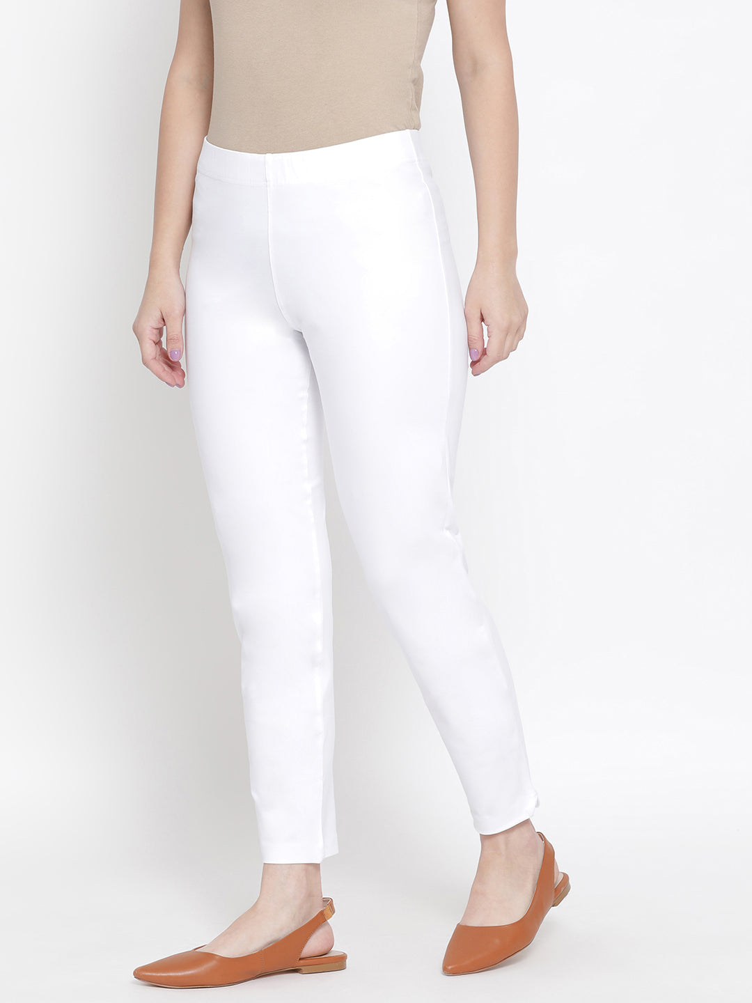 Softline Women's Knitted Pants in Cotton Elastane Fabric with Mid Rise Fit, Soft Elastic Waistband, and Quick Dry Properties