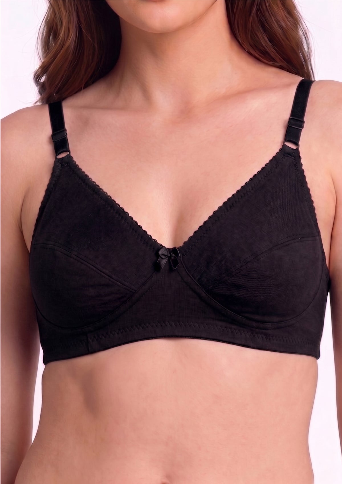 Softline Women's Non Padded Wire Free Bra in Cotton Poly Fabric with Double Layered Cups, Elastic Straps, and Hook Closure (1052)