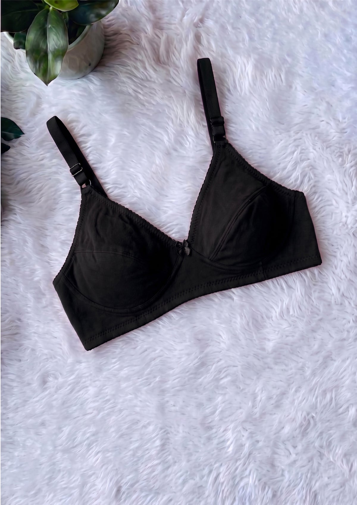 Softline Women's Non Padded Wire Free Bra in Cotton Poly Fabric with Double Layered Cups, Elastic Straps, and Hook Closure (1052)