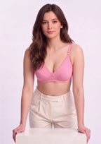 Softline Women's Non Padded Wire Free Bra in Cotton Poly Fabric with Double Layered Cups, Elastic Straps, and Hook Closure (1052)