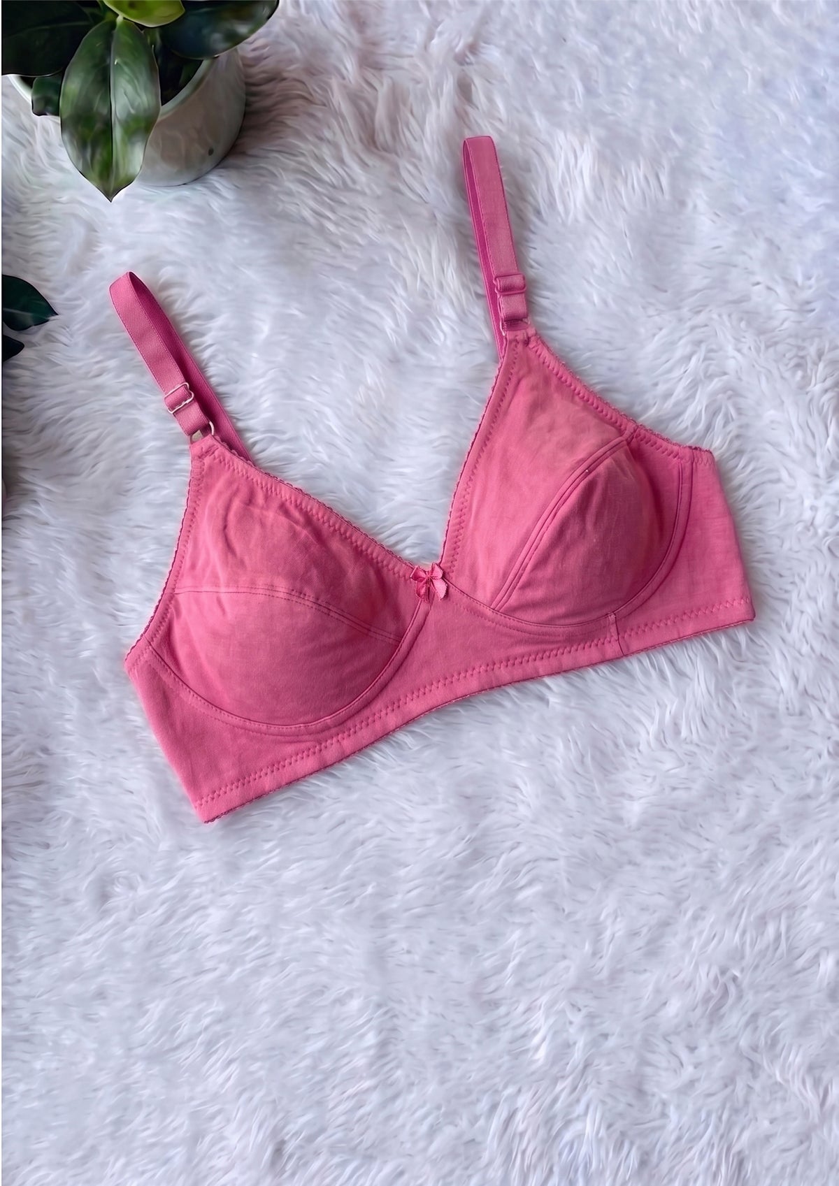 Softline Women's Non Padded Wire Free Bra in Cotton Poly Fabric with Double Layered Cups, Elastic Straps, and Hook Closure (1052)