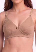 Softline Women's Non Padded Wire Free Bra in Cotton Poly Fabric with Double Layered Cups, Elastic Straps, and Hook Closure (1052)