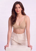 Softline Women's Non Padded Wire Free Bra in Cotton Poly Fabric with Double Layered Cups, Elastic Straps, and Hook Closure (1052)