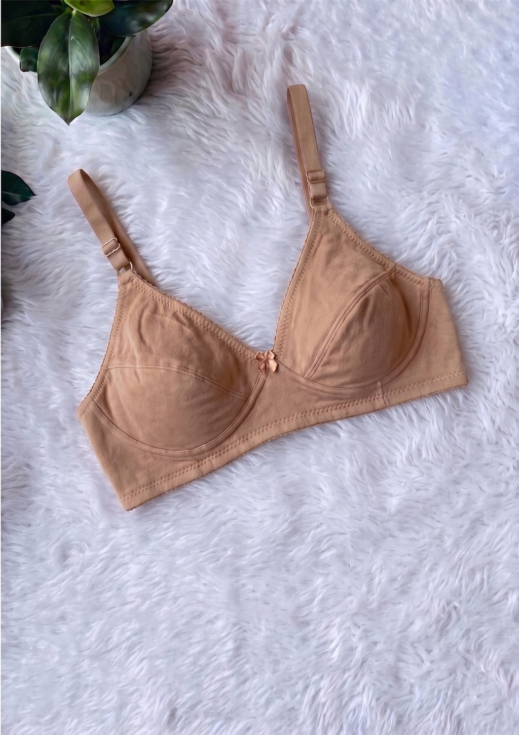 Softline Women's Non Padded Wire Free Bra in Cotton Poly Fabric with Double Layered Cups, Elastic Straps, and Hook Closure (1052)