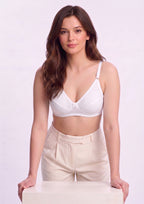 Softline Women's Non Padded Wire Free Bra in Cotton Poly Fabric with Double Layered Cups, Elastic Straps, and Hook Closure (1052)
