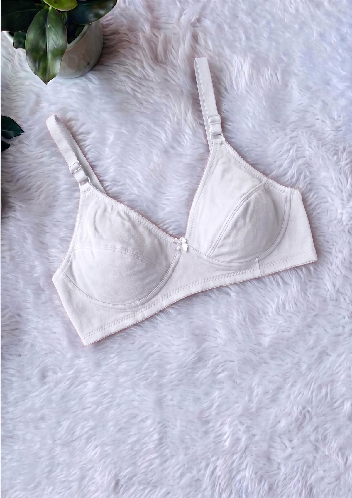 Softline Women's Non Padded Wire Free Bra in Cotton Poly Fabric with Double Layered Cups, Elastic Straps, and Hook Closure (1052)
