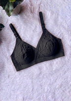 Softline Women's Non Padded Wire Free Bra in 100% Shifley Embroidery Cotton Fabric with  Full Coverage Cups, Broad Elastic Straps, and Hook Closure (1060)