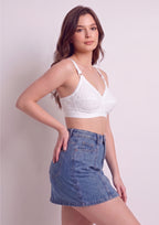 Softline Women's Non Padded Wire Free Bra in 100% Shifley Embroidery Cotton Fabric with  Full Coverage Cups, Broad Elastic Straps, and Hook Closure (1060)