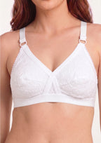 Softline Women's Non Padded Wire Free Bra in 100% Shifley Embroidery Cotton Fabric with  Full Coverage Cups, Broad Elastic Straps, and Hook Closure (1060)