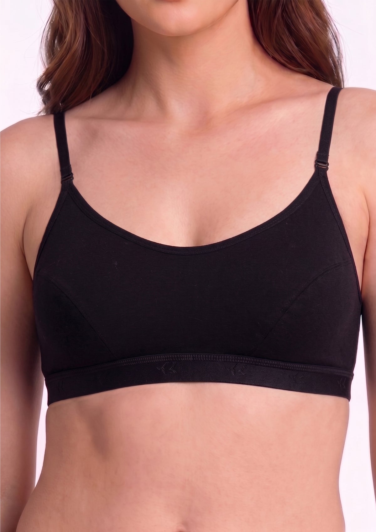 Softline Women's Non Padded Wire Free Sports Bra in 100% Cotton Fabric with Full Cup Coverage, Double Layered Cups, and Slip On Design (1063)