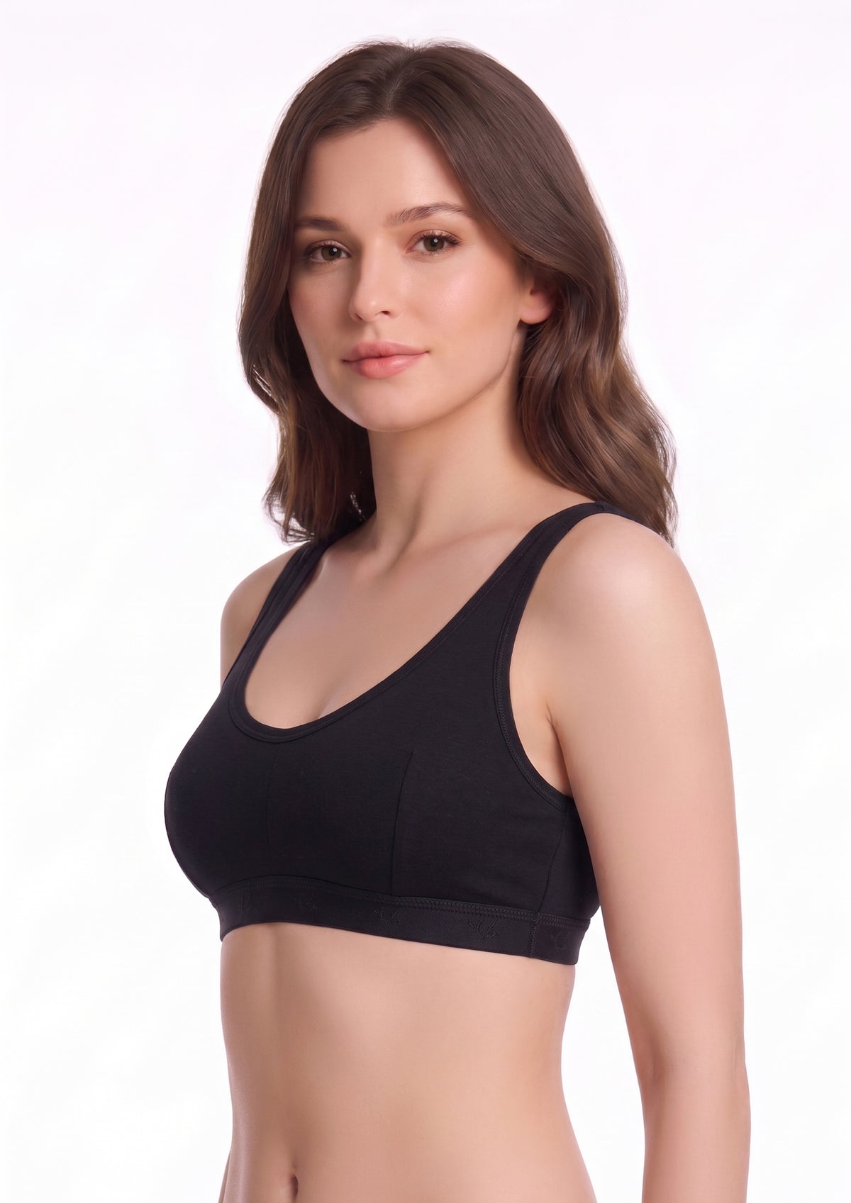 Softline Women's Non Padded Wire Free Sports Bra in 100% Cotton Fabric with Full Cup Coverage, Broad Underband,Double Layered Cups, and Slip On Design (1064)