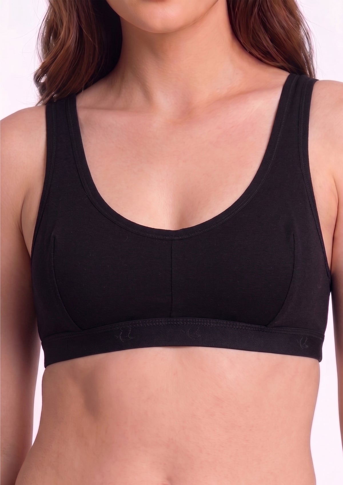 Softline Women's Non Padded Wire Free Sports Bra in 100% Cotton Fabric with Full Cup Coverage, Broad Underband,Double Layered Cups, and Slip On Design (1064)
