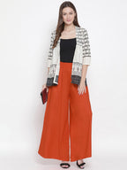 Softline Women's Flared Palazzos in Viscose Fabric with Mid Rise Fit, Soft Elastic Waistband, and Quick Dry Properties
