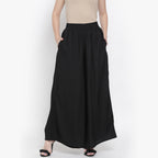 Softline Women's Flared Palazzos in Viscose Fabric with Mid Rise Fit, Soft Elastic Waistband, and Quick Dry Properties