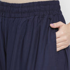 Softline Women's Flared Palazzos in Viscose Fabric with Mid Rise Fit, Soft Elastic Waistband, and Quick Dry Properties