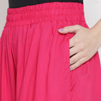 Softline Women's Flared Palazzos in Viscose Fabric with Mid Rise Fit, Soft Elastic Waistband, and Quick Dry Properties