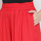 Softline Women's Flared Palazzos in Viscose Fabric with Mid Rise Fit, Soft Elastic Waistband, and Quick Dry Properties