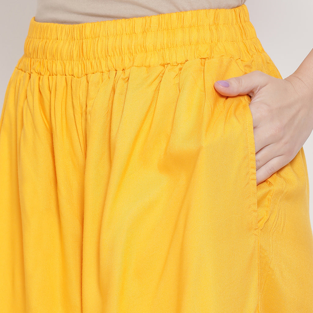 Softline Women's Flared Palazzos in Viscose Fabric with Mid Rise Fit, Soft Elastic Waistband, and Quick Dry Properties