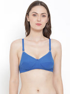 Softline Women's Non Padded Wire Free Bra in Poly Cotton Fabric with Elastic Straps and Hook Closure