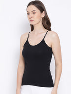 Softline Women's Spaghetti Top in Premium Cotton Stretch Fabric with Stretchable Shoulder Straps and Snug Fit.