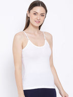 Softline Women's Spaghetti Top in Premium Cotton Stretch Fabric with Stretchable Shoulder Straps and Snug Fit.