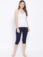 Softline Women's Spaghetti Top in Premium Cotton Stretch Fabric with Stretchable Shoulder Straps and Snug Fit.