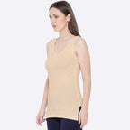 Softline Women's Premium Long Camisole in Cotton Stretch Fabric with Stretchable Broad Shoulder Straps, and Snug Fit