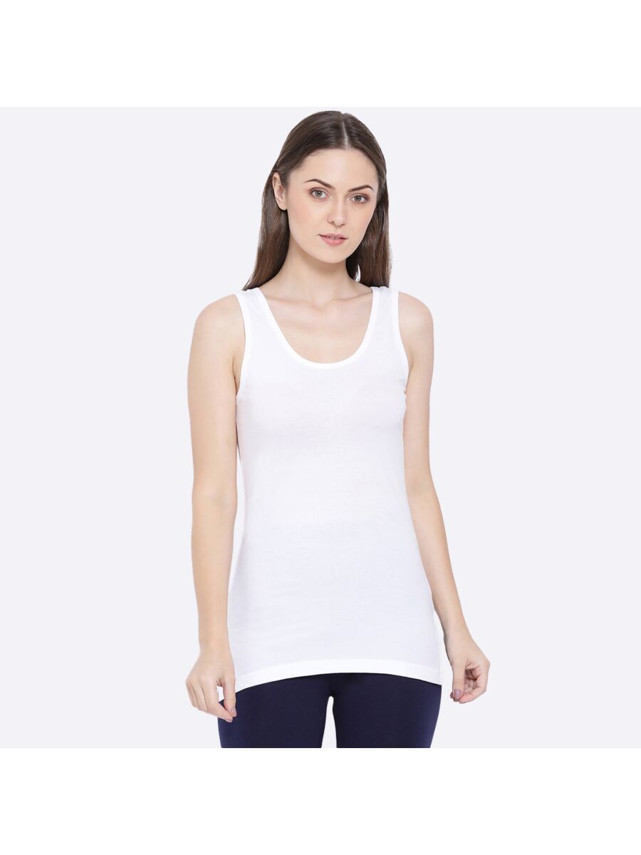 Softline Women's Premium Long Camisole in Cotton Stretch Fabric with Stretchable Broad Shoulder Straps, and Snug Fit