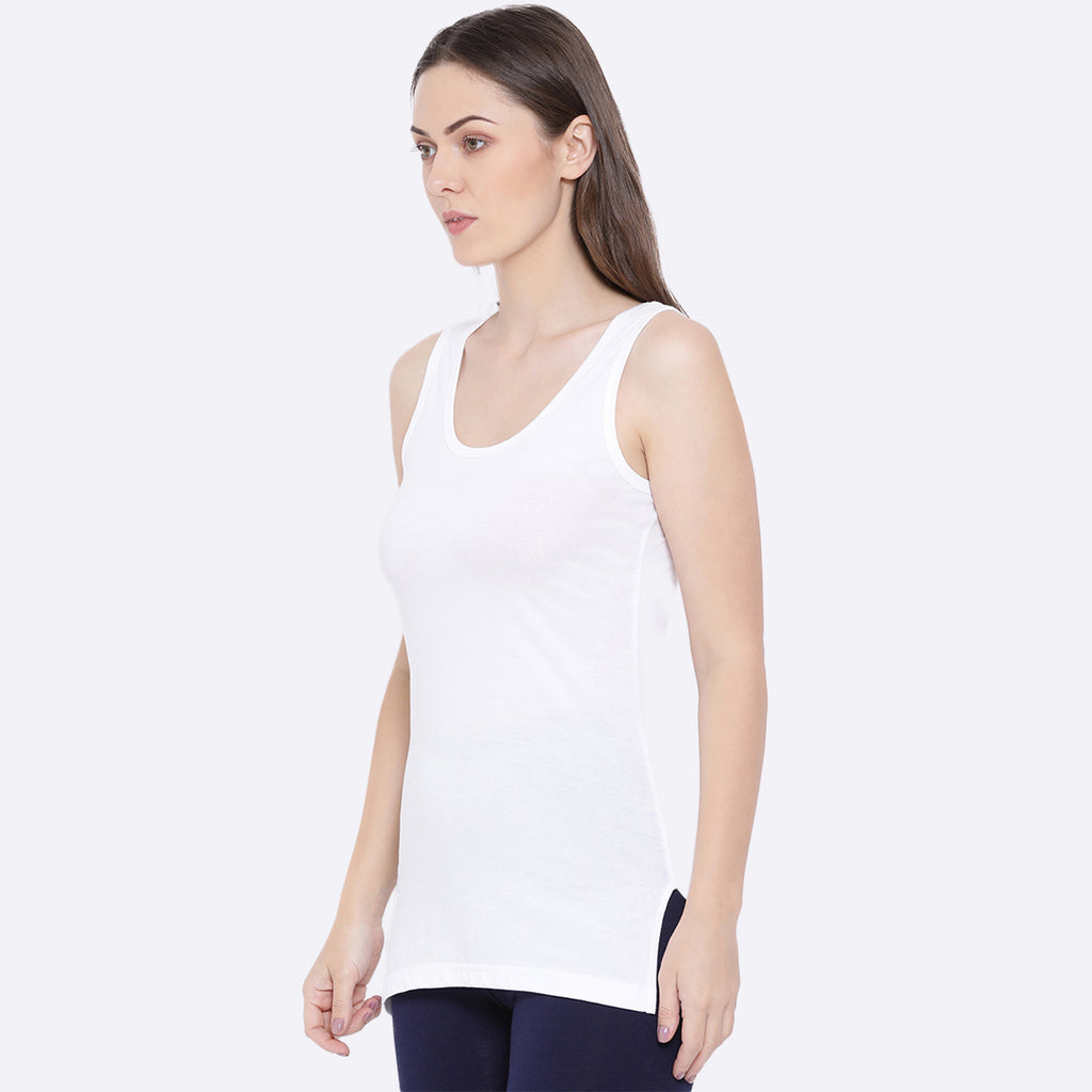 Softline Women's Premium Long Camisole in Cotton Stretch Fabric with Stretchable Broad Shoulder Straps, and Snug Fit