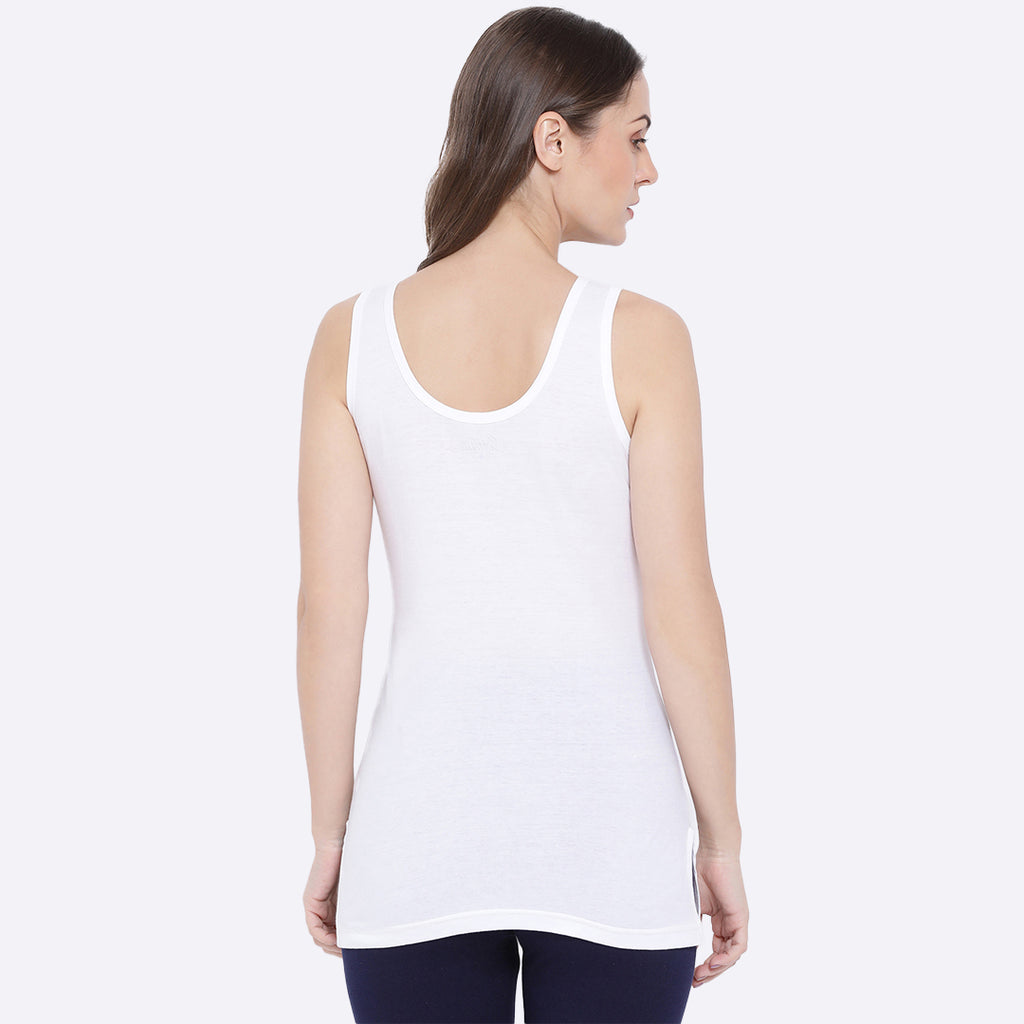 Softline Women's Premium Long Camisole in Cotton Stretch Fabric with Stretchable Broad Shoulder Straps, and Snug Fit