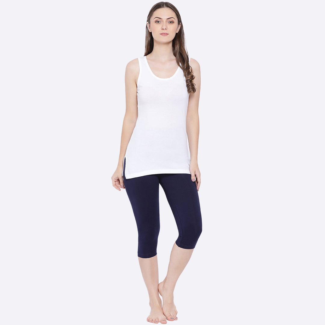 Softline Women's Premium Long Camisole in Cotton Stretch Fabric with Stretchable Broad Shoulder Straps, and Snug Fit