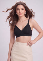 Softline Women's Non Padded Wire Free   T-shirt  Bra in Cotton Poly Fabric with Cross Neck Elastic Straps, Double Layered Moulded Cups, and Hook Closure (2051)
