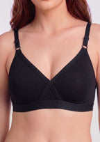 Softline Women's Non Padded Wire Free   T-shirt  Bra in Cotton Poly Fabric with Cross Neck Elastic Straps, Double Layered Moulded Cups, and Hook Closure (2051)