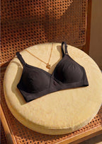 Softline Women's Non Padded Wire Free   T-shirt  Bra in Cotton Poly Fabric with Cross Neck Elastic Straps, Double Layered Moulded Cups, and Hook Closure (2051)