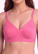 Softline Women's Non Padded Wire Free   T-shirt  Bra in Cotton Poly Fabric with Cross Neck Elastic Straps, Double Layered Moulded Cups, and Hook Closure (2051)