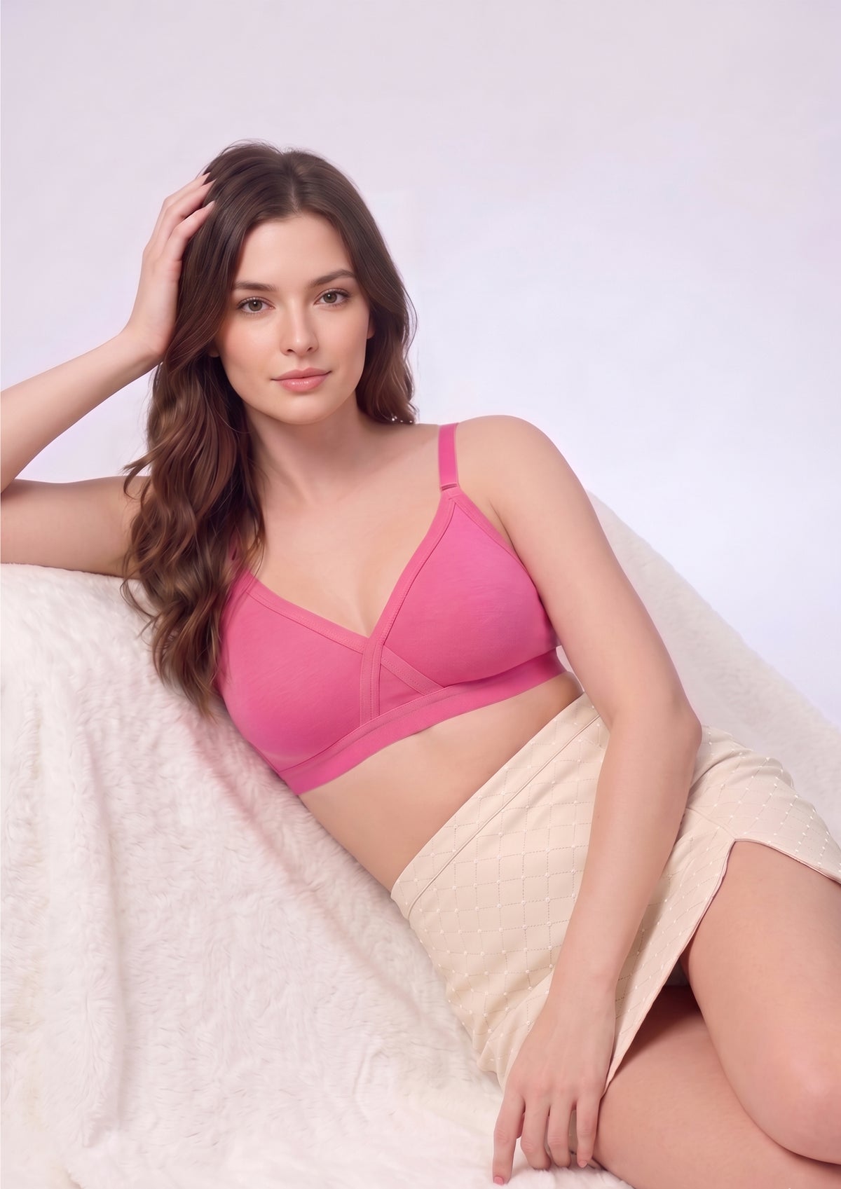 Softline Women's Non Padded Wire Free   T-shirt  Bra in Cotton Poly Fabric with Cross Neck Elastic Straps, Double Layered Moulded Cups, and Hook Closure (2051)