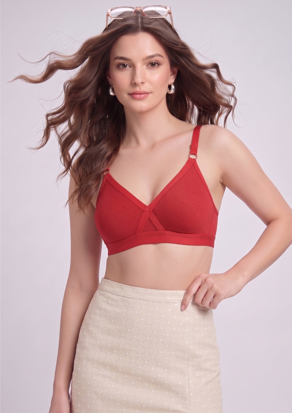 Softline Women's Non Padded Wire Free   T-shirt  Bra in Cotton Poly Fabric with Cross Neck Elastic Straps, Double Layered Moulded Cups, and Hook Closure (2051)